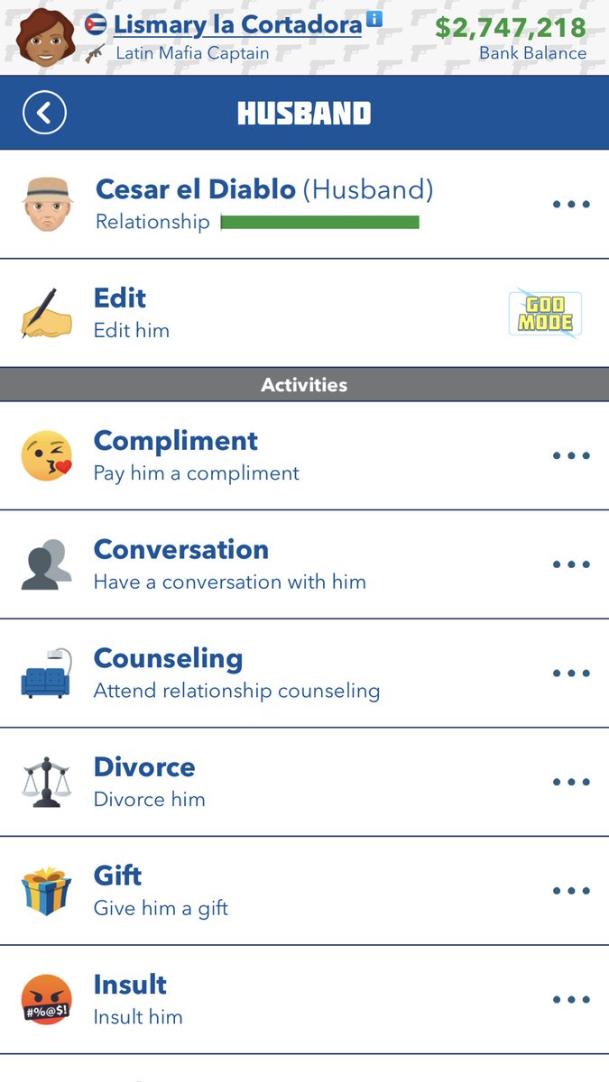 thebitbitchh's tweet photo. Dated Cesar while he was a captain then waited for our 1st Padrino to die, after which he became underboss. Killed the 2nd padrino and my boyfriend/husband became the boss ;) and I did it all while pregnant 🤰🏽@BitLifeApp #MafiaUpdate https://t.co/uaXJmMaGt2