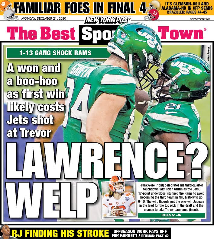 nypostsports's tweet image. Only the Jets could lose by winning