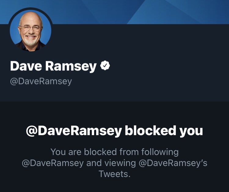 Looks like  @DaveRamsey took my thread well. 