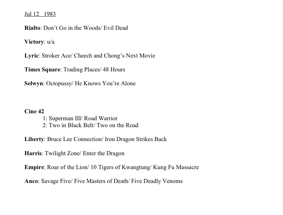 Tonight’s  #Deucember feature was playing on 42nd Street on the weekend of July 12, 1983... 