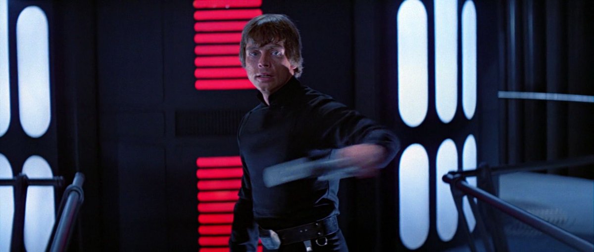 Anakin would use the force to bring the saber to his left hand & block the lightning & start getting closer & closer to the Emperor. Anakin would get close enough to cut off the Emperor's hands Pick him up & throw him down the hole & he explodes.* * *