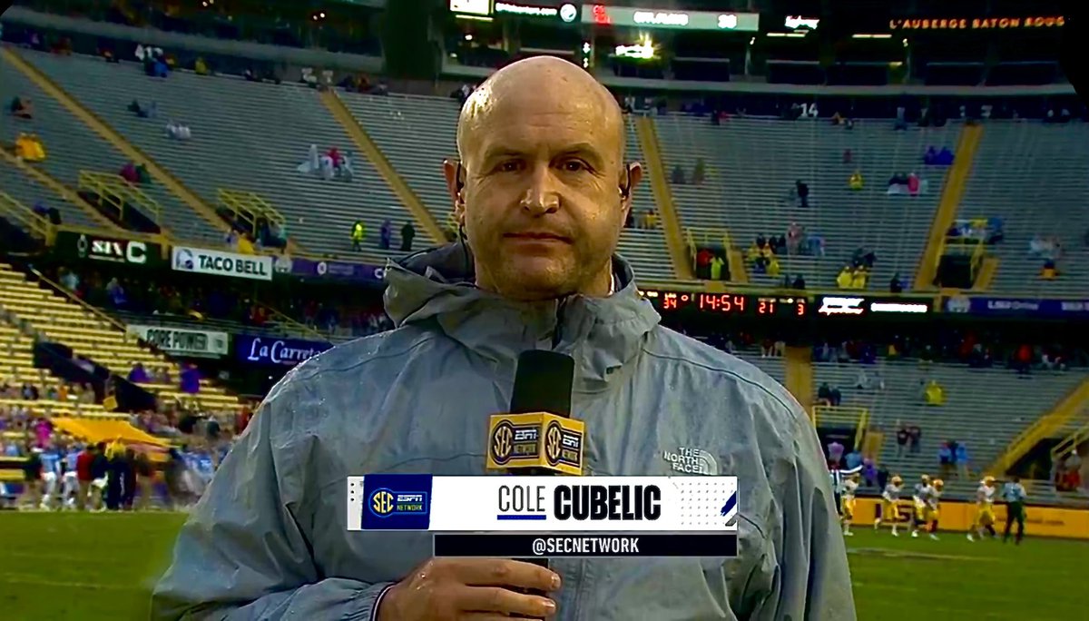 colecubelic's tweet photo. Yesterday marked 17 straight Saturdays INSIDE a college football stadium covering a game. I am grateful. To every player, coach, team Dr, SID, AD &amp; on site staffer, THANK YOU! Our TV crews, THANK YOU! 
ESPN, THANK YOU!

They said you couldn’t
They said you shouldn’t
You F’N did!! https://t.co/JGst3CbLiC