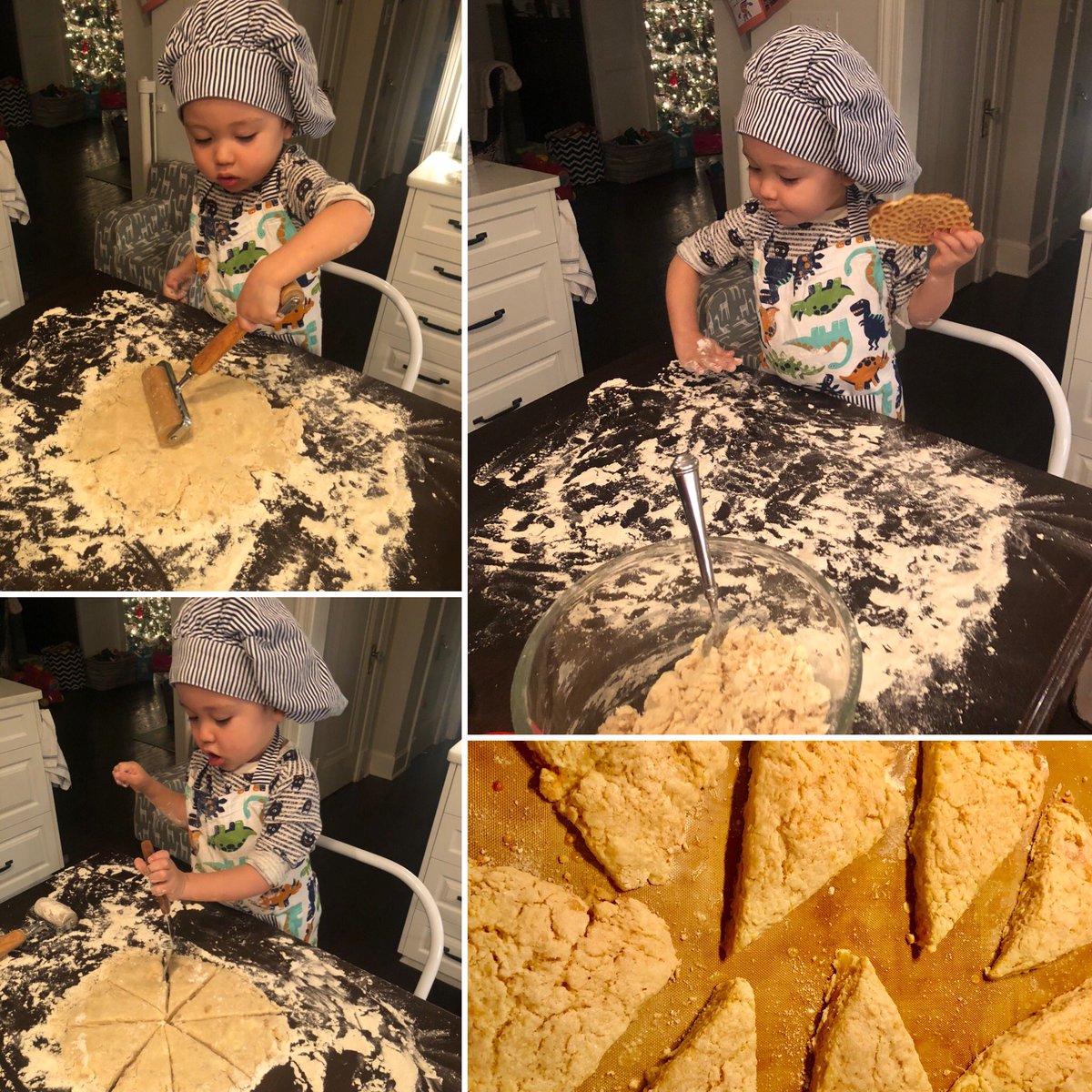 DCMichaelA's tweet photo. Added some pizazz to our Sunday night family baking by making pizzelle cookies!
My favorite is when #BabyChef started working on flouring the counter for the next item (ginger scones) with a warm cookie in other hand 😂.
#EatWhileYouWork https://t.co/95BozSqCIN