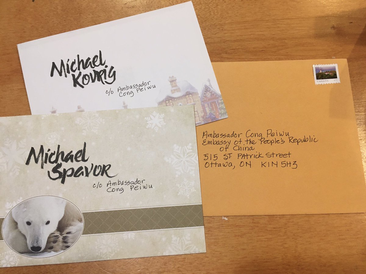 JPeddlesden's tweet photo. Christmas cards to Michael Spavor and Michael Kovrig. #FreeChinaHostages https://t.co/7mz69Iyicf