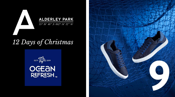 AlderleyPark's tweet photo. 🎁 Day 9 #AP12DaysOfChristmas ➡️ Looking for something special and #ecofriendly? Introducing @oceanrefresh 👉 They aim to remove 2M plastic bottles from our oceans by 2021 by recycling and producing trainers and flipflops. Based in Glasshouse, claim 10% off with 'Alderley10' ♻️🎄 https://t.co/pbs8z0nsEt