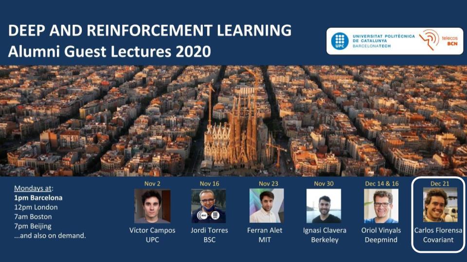 Today at 1pm CET we are hosting the last of our guest lectures <a href="/UPCTelecos/">UPC Telecos 📡</a> <a href="/dseupc/">dseupc</a>. Carlos Florensa (<a href="/CarlosFlorensa/">Carlos Florensa</a>) from <a href="/CovariantAI/">Covariant</a> (formerly in <a href="/berkeley_ai/">Berkeley AI Research</a>) will present "What supervision scales? Practical Learning through interaction."

youtu.be/47vzPmOLdps