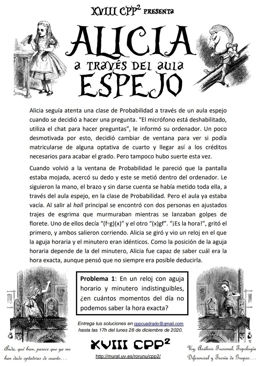 Girls4STEMVLC's tweet image. ¿Os animáis a un reto de matemáticas? ¿Respondemos a la pregunta de Alicia?
📨 hasta el 28dic para proponer una solución al reto de la edición navideña de #CPP2 #RetosMatemáticos de la @FMatemaUV_EG ✨
