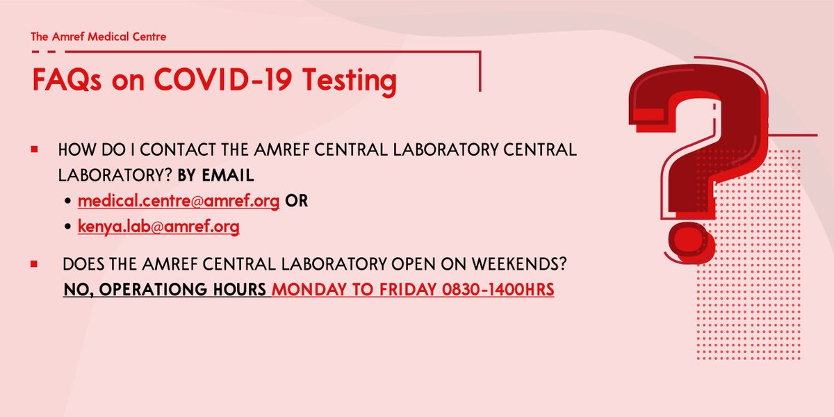 As we prepare for the Christmas festivities, remember that #covid19Ke is real. Keep adhering to the @MOH_Kenya guidelines to ensure that you flatten the curve. Should you need to take the test you can visit @Amref_Kenya 's Central Laboratory on weekdays 8:30am - 14:00pm #StaySafe