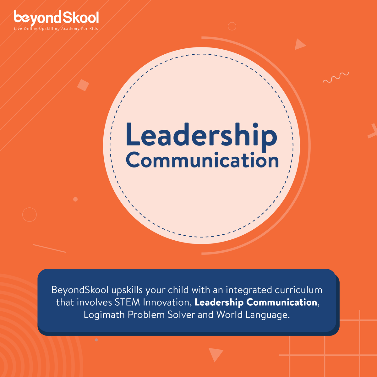 GoBeyondSkool's tweet photo. BeyondSkool’s Leadership Communication course prepares your child to become confident communicators, know how to collaborate and develop strong interpersonal skills hence strengthening their EQ and enhancing their CQ.
It leads them to become influencers. 
https://t.co/zS95xNvszS https://t.co/tmmo2JLeAD