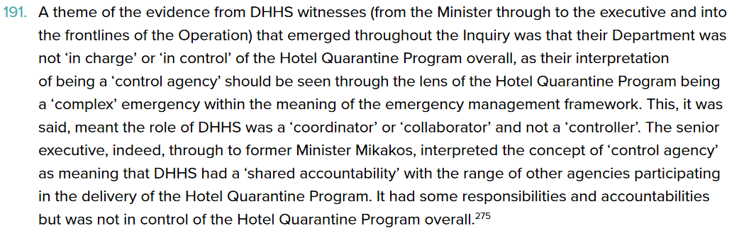 The inquiry doesn't leave  @JennyMikakos looking too good. Probably why she released that childish media statement today.  #auspol  #springst  #hotelquarantine
