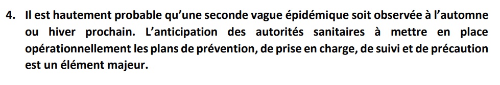 Pour rappel, dès le 27 juillet, le Conseil Scientifique avertissait de la haute probabilité d’une 2° vague en automne ou en hiver :  https://www.vie-publique.fr/sites/default/files/rapport/pdf/275654_0.pdf