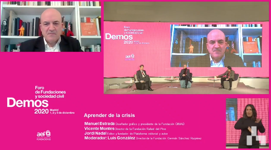 fundacionGSR's tweet image. &quot;La lectura es un instrumento de innovación brutal en el siglo XXI, con ella los ciudadanos deciden tomar las riendas de su vida&quot; (@4LUISGONZALEZ #FGSR)

Con M.Estrada(@di_mad), J.Nadal(@PlataformaEdit) y V.Montes(@frdelpino)
#Demos2020 #AprenderDeLaCrisis
fundaciongsr.org/demos-2020-apr…