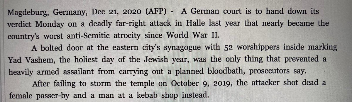 _adam_berry_'s tweet photo. Must have missed the memo, but the holiest of #Jewish occasions, upon which those praying in a #synagogue during the #halleshooting were targeted a year ago, has been renamed for a #Holocaust memorial in #Israel. (The door, easily bypassed, saved no one; the killer's idiocy did.) https://t.co/Rh51xEmZz1