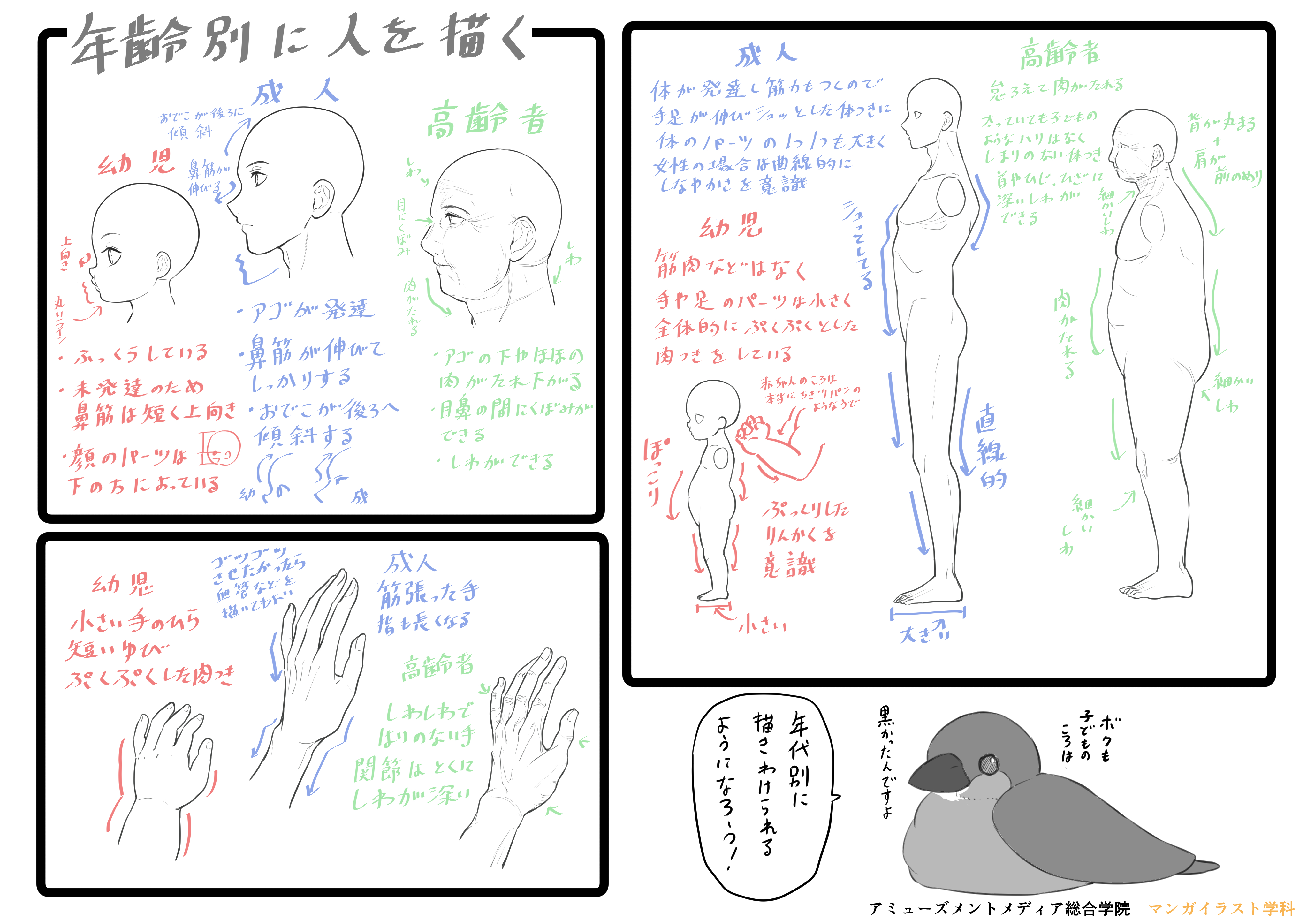 アミューズメントメディア総合学院 マンガイラスト学科 Amg 週刊 マンガイラスト描き方講座 これができればキャラクターのバリエーションにも幅が出る 今回は年齢による描き分け方です 以下のブログでは 第一弾として 幼児編 について解説中