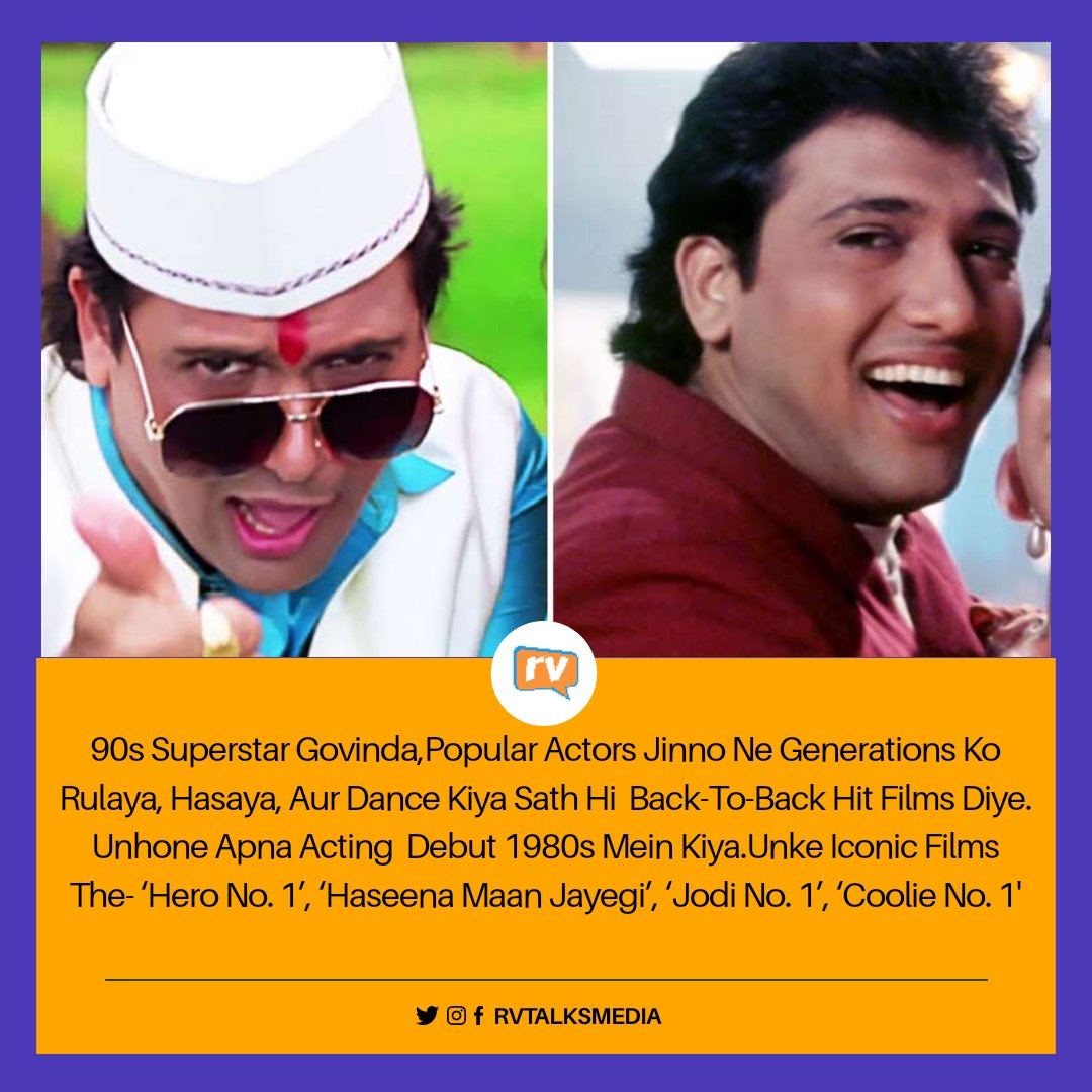 Happy Birthday Govinda 🎂✌️
.
.
.
.
Follow @rvtalksmedia for more....
.
.
.
.
#rvtalksmedia #rvmedia #rvtalks #govinda #Coolieno1 #herono1 #Dance #dancingking #haseenamaanjayegi #birthday #happybirthday #throwback