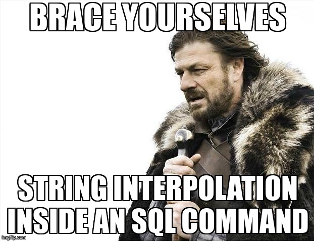 overflow_meme's tweet image. String Interpolation inside an SQL Command stackoverflow.com/questions/5408… #csharp #string #stringinterpolation