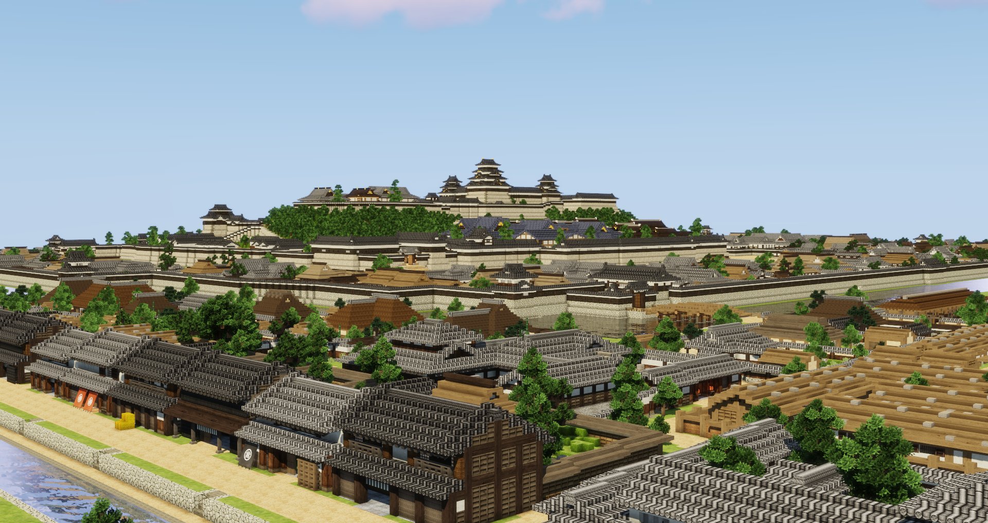 Twitter 上的 ホルびん 城下町から見えるお城の天守閣 和風建築 Minecraft建築コミュ T Co O4qg0hi0lh Twitter