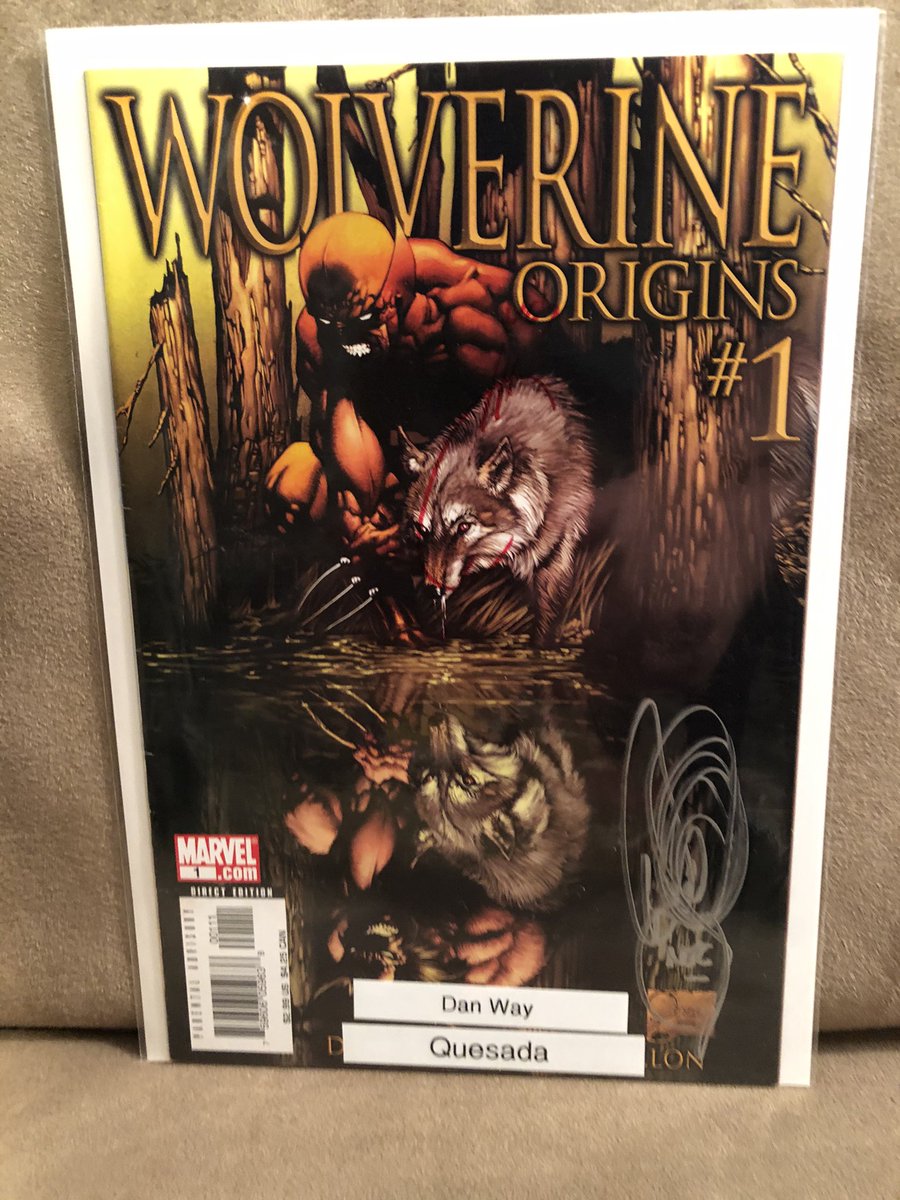 thecomicroom's tweet photo. Daily Random Signed Comic Pic of the Day. #Wolverine Origins 1 signed by @JoeQuesada and #DanielWay. Great cover. Right side up or upside down. Great interior art by #SteveDillon. https://t.co/83GLTFR806