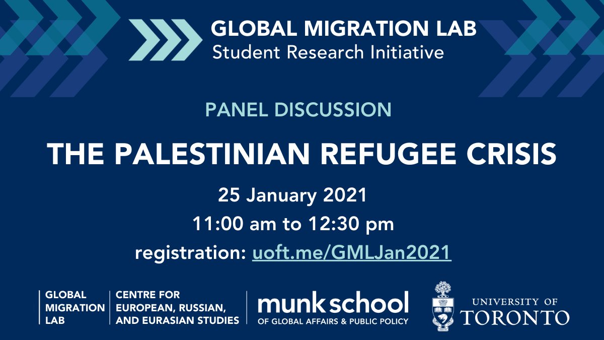 A sneak peek at next semester before we officially go on break! Panel discussion 25 Jan. on #Palestine and #refugees. Register: uoft.me/GMLJan2021