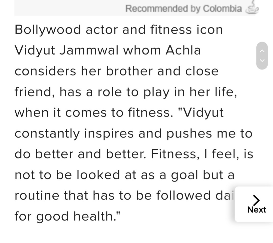 AchlaSachdev's tweet image. Thank u @BombayTimes  for sharing what I believe so strongly about... #bodypositivity 
We must do our best to be fit at all ages despite the challenges .
Thank u @VidyutJammwal  for your constant motivation and guidance 
#befit
#formermodel 
@timesofindia