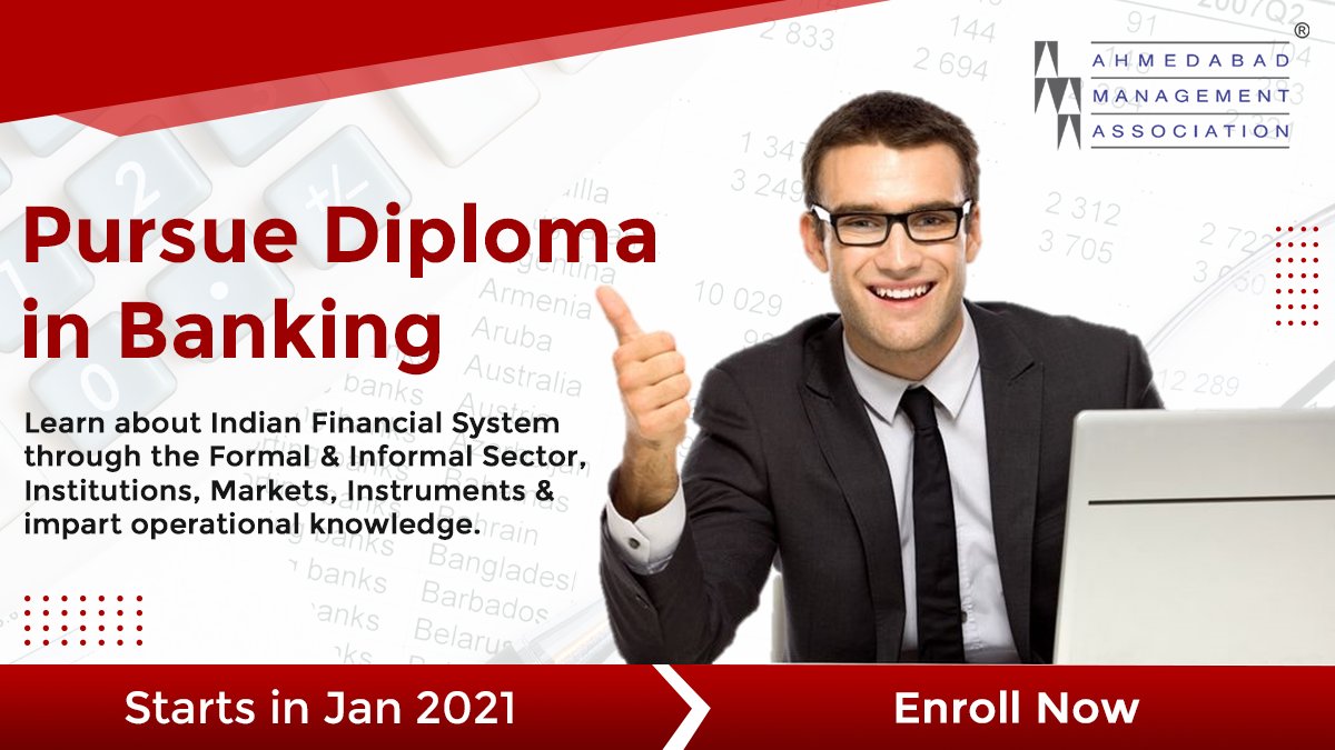 The Indian Banking sector has been witnessing an accelerated growth. We prepare you to achieve the optimum knowledge needed for the banking sector. 

To know more visit, https://t.co/4zRSOaccdg
 
#ama #amaindia #ahmedabad #diplomainbanking #career #diploma  #banking #finance https://t.co/6Whbr9o6po