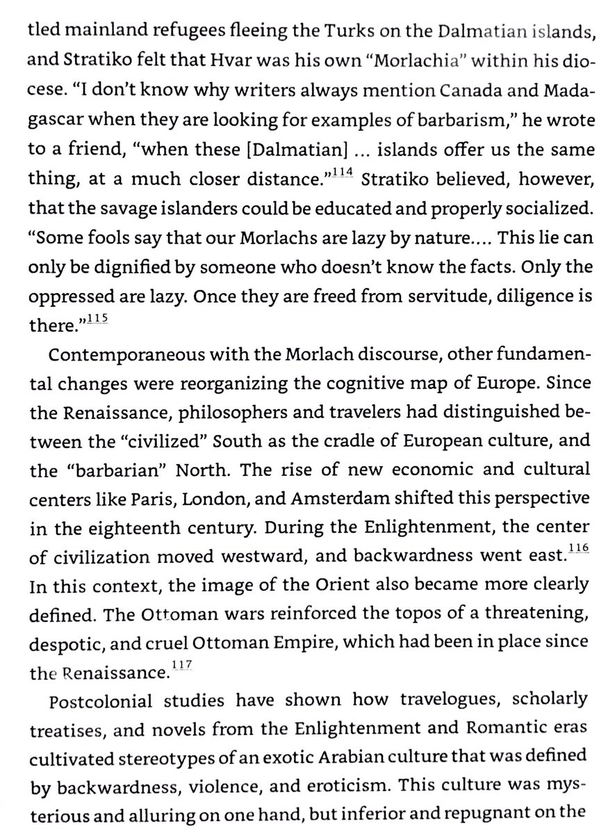 Italian priest published popular book in 1770s on people of Dalmatia. It included a chapter describing the mixed Romanian-Slavic Morlachs as noble savages. While Croats were unhappy with the description, they were aware Dalmatia was underdeveloped.