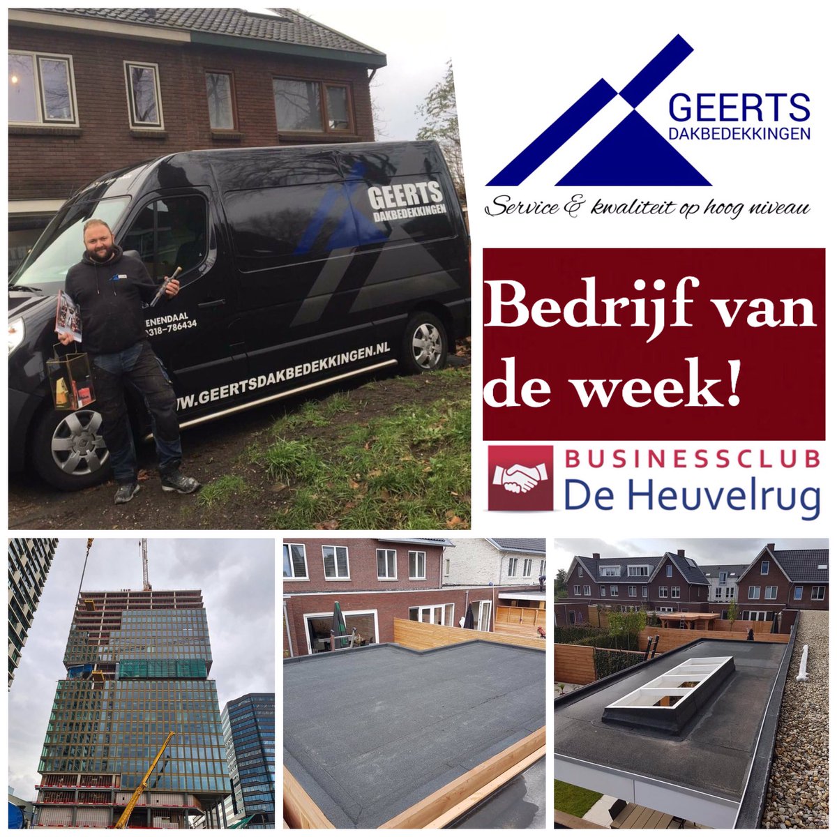 #Geerts #Dakbedekkingen uit Veenendaal is bedrijf van de week bij #Businessclub DeHeuvelrug.nl 2.7 De meest actieve Businessclub van Midden Nederland!

"Zaken doe je met mensen!" 
Nog geen lid van onze actieve businessclub?, bel Jan van den Berg voor info 06-25 090 582