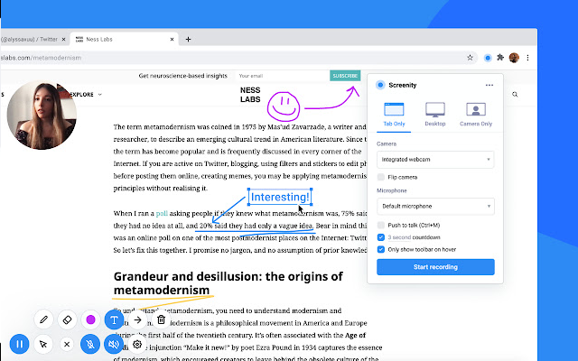 crid's tweet photo. [#CaptureVideo|#ANNOTATION] Screenity : Enregistreur d'écran et outil d'annotation https://t.co/X151UYyrvD? https://t.co/u4L0Pw9uBO