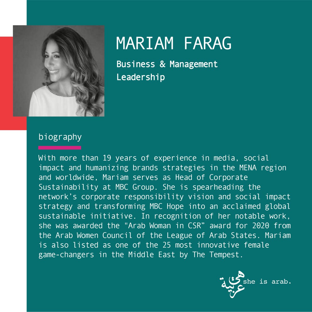 sheisarab's tweet photo. Meet Mariam Farag, an award-winning and transformational brands, media and social impact strategist and passionate advocate for youth development and gender equality!
#sheisarab #arabwomen #womeninmedia #csr #socialimpact #mbc #mena
More on Mariam at - https://t.co/81zYpQEK3r https://t.co/QXIc9S2Yrn