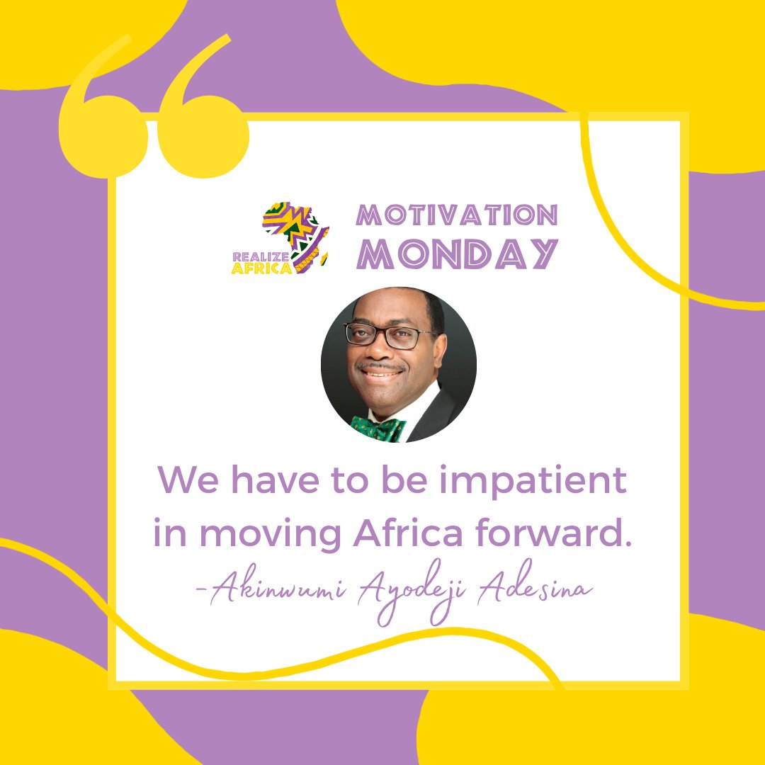 RealizeAfrica's tweet photo. Akinwumi Ayodeji Adesina is the first Nigerian to hold the post of President of the African Development Bank. He advocates for people to be eager in the progression of Africa. Truly there's no time to wait.
#mondaymotivation #AfricanMillenniumVision #Africa2050Project #ProAfrican https://t.co/fu8UWq0RkA