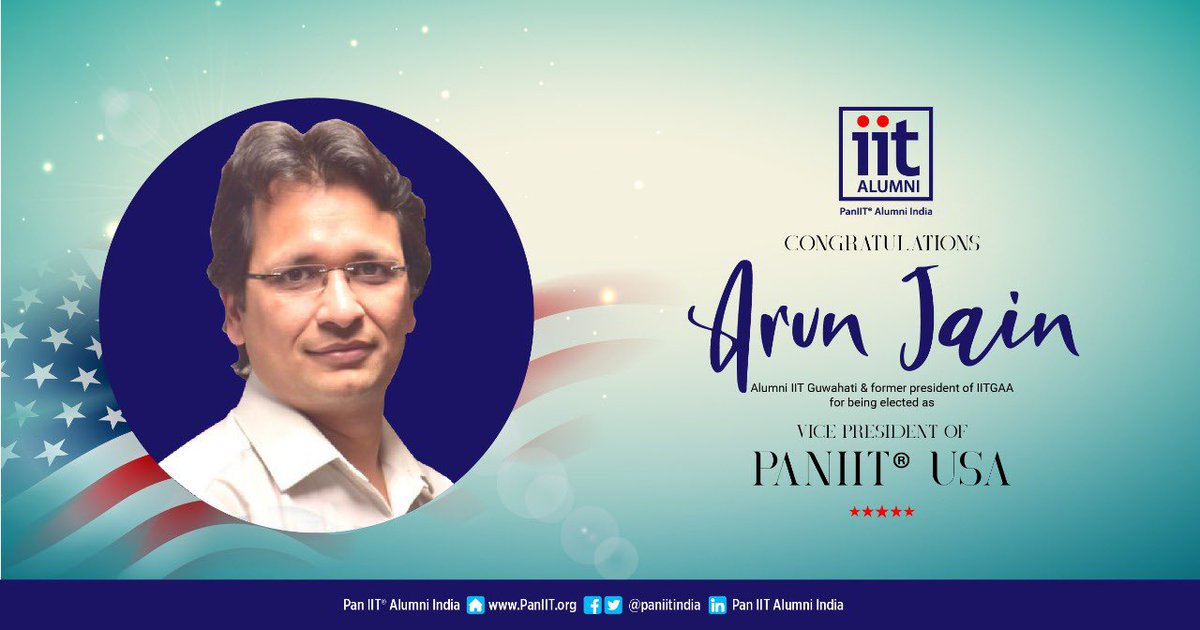 paniitindia's tweet photo. Heartfelt congratulations to our EC Member @ajaincfa Alumni @IITGuwahati & former president of @iitgaa for being elected as Vice President of @paniit_usa. We wish you a great tenure ahead.
#IIT2020 #IITAlumniNetwok https://t.co/8VIMhHKDjB