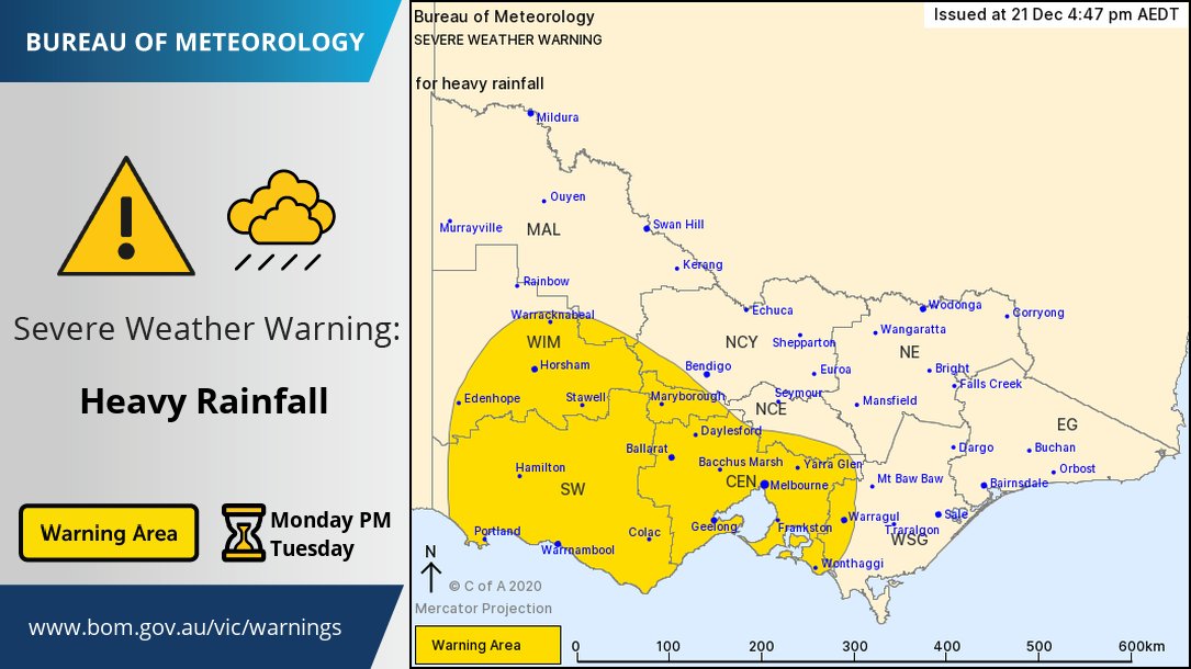 Bureau Of Meteorology Victoria On Twitter A Severe Weather Warning Has Been Updated For Heavy Rainfall Expected Tonight In Western Victoria And Tuesday In Southern Victoria And Melbourne Widespread Totals Of 20 40mm