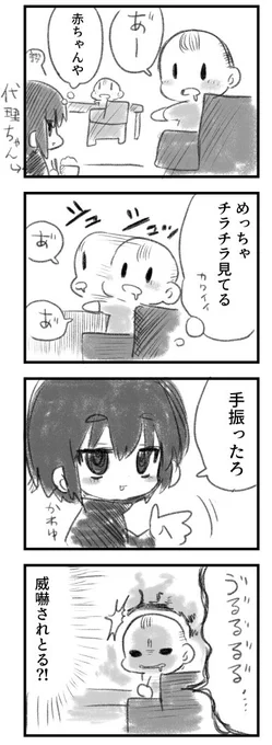 #わいの絵日記 #今日見た子
赤ちゃんに威嚇された話 