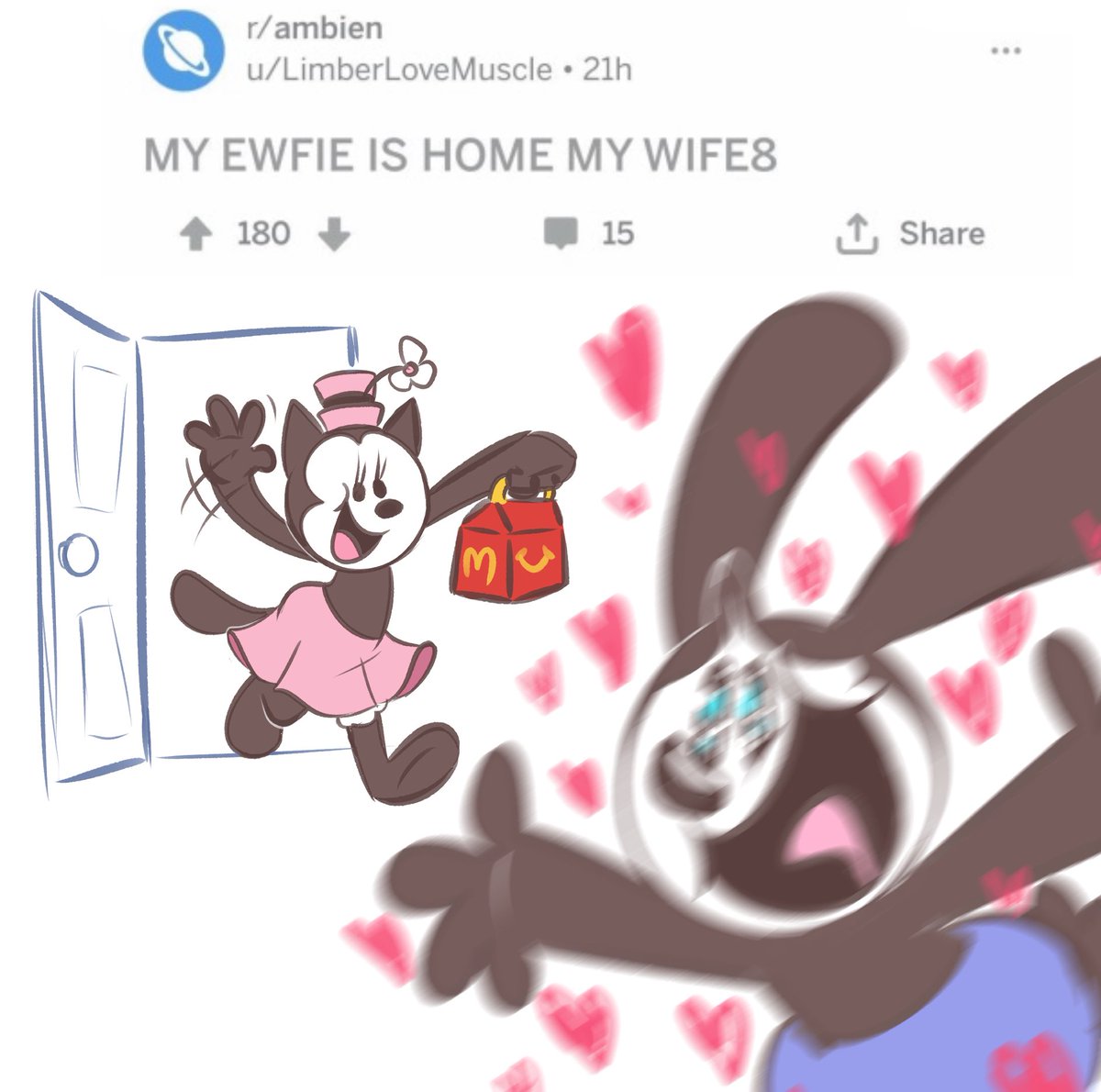 oswald has a reddit account but the only time he ever uses it is to vent  his frustrations over how much he is in love w ortensia, image size:1200x1190