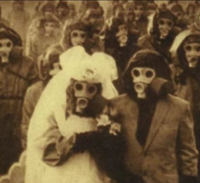 GAS MASK WEDDING IN MIYAKEJIMA, JAPAN.