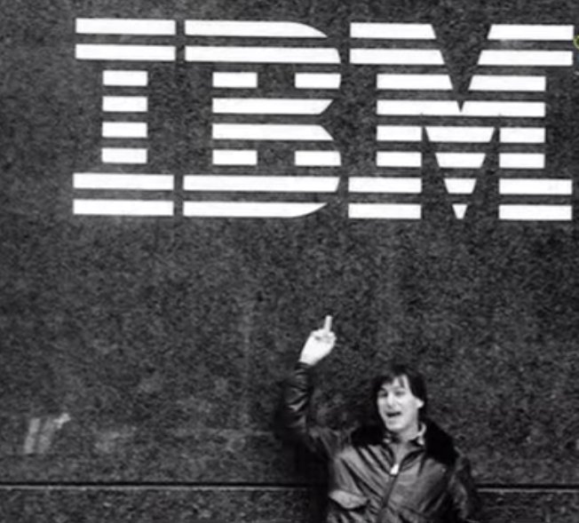 YOUNG STEVE JOBS GIVES IBM THE FINGER.