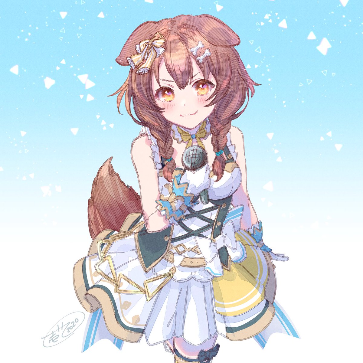 戌神ころね 「アイドルなころねちゃんも応援してます!
#できたてころね 」|壱十九 / illustratorのイラスト