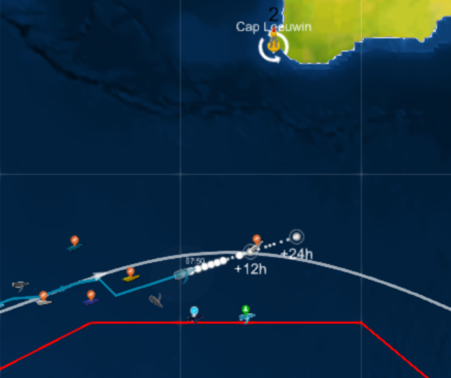CATR0S19's tweet photo. Bonjour, Cap Leuwin en vue ! #VR2020 une pensée pour les navigateurs qui subissent les 50e hurlants. Une autre pour les terriens qui subissent leurs proches rugissants. https://t.co/otFeX9P0P7