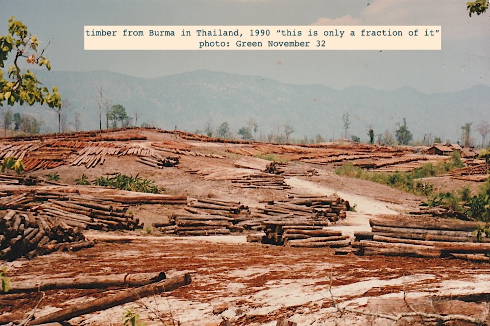 10. In 1989 Burma (Myanmar) SLORC junta, seeking weapons funds sold logging concessions to Thailand firms, waged “Teak War” on EAOs for control of forests. Rapid, massive deforestation as Thai companies clearcut teak, other hardwoods for export as boat decks, flooring, furniture.