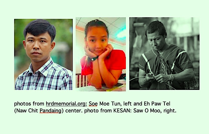22. This History Thread is dedicated to memories of journalist Soe Moe Tun murdered 2016 while investigating Sagaing logging, Eh Paw Tel (Naw Chit Pandaing) Karen environment activist murdered in 2016 and Saw O Moo, Karen forest researcher/defender killed by govt. military 2018.