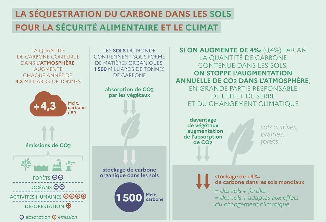 PHautefeuille's tweet image. Changement climatique : l’agriculture une solution prioritaire ! Si on augmente de 0,4 % /an (4 pour 1000) la quantité de carbone contenues dans les sols on stoppe l’augmentation annuelle de CO2 dans l’atmosphère. Quel écologiste en parle? #ACS