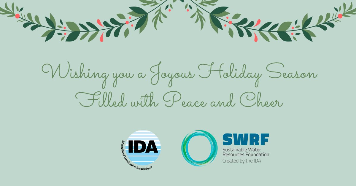 SwrfWater's tweet photo. Season greetings from the @idadesal team and @SwrfWater! We thank you for your continued dedication and we are grateful for your support of the association efforts to create a better, and more sustainable world. 

Warm holiday wishes to you and your loved ones! https://t.co/AAwXt64XwL