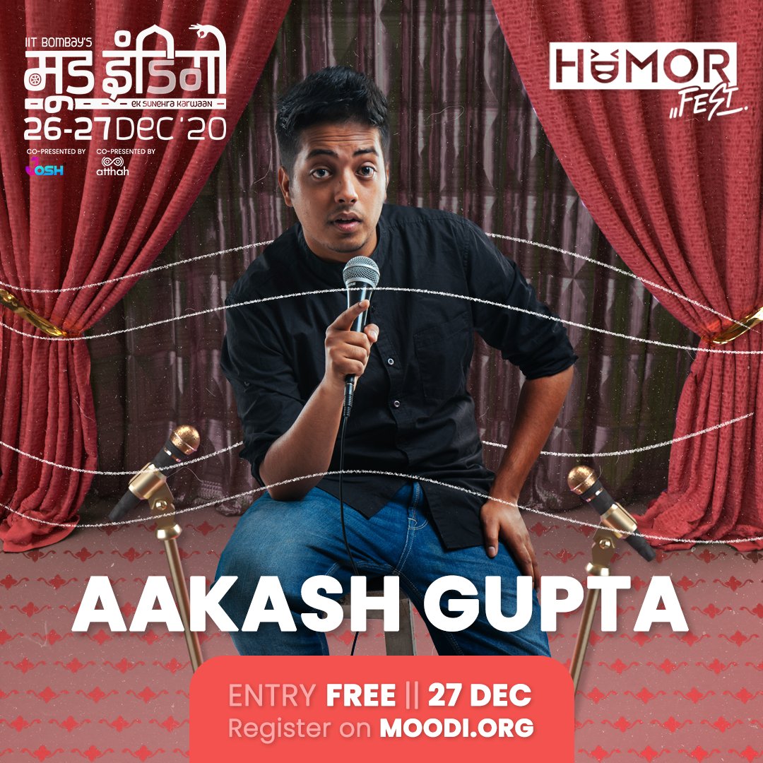 iitb_moodi's tweet photo. Presenting the headliner show for Humorfest 2020, @TheSkyGupta ! 

Register at https://t.co/c5PlhBKkE9 for free to attend his live show on 26 December.

#moodindigo #iitbombay https://t.co/BbZmSRwlGQ