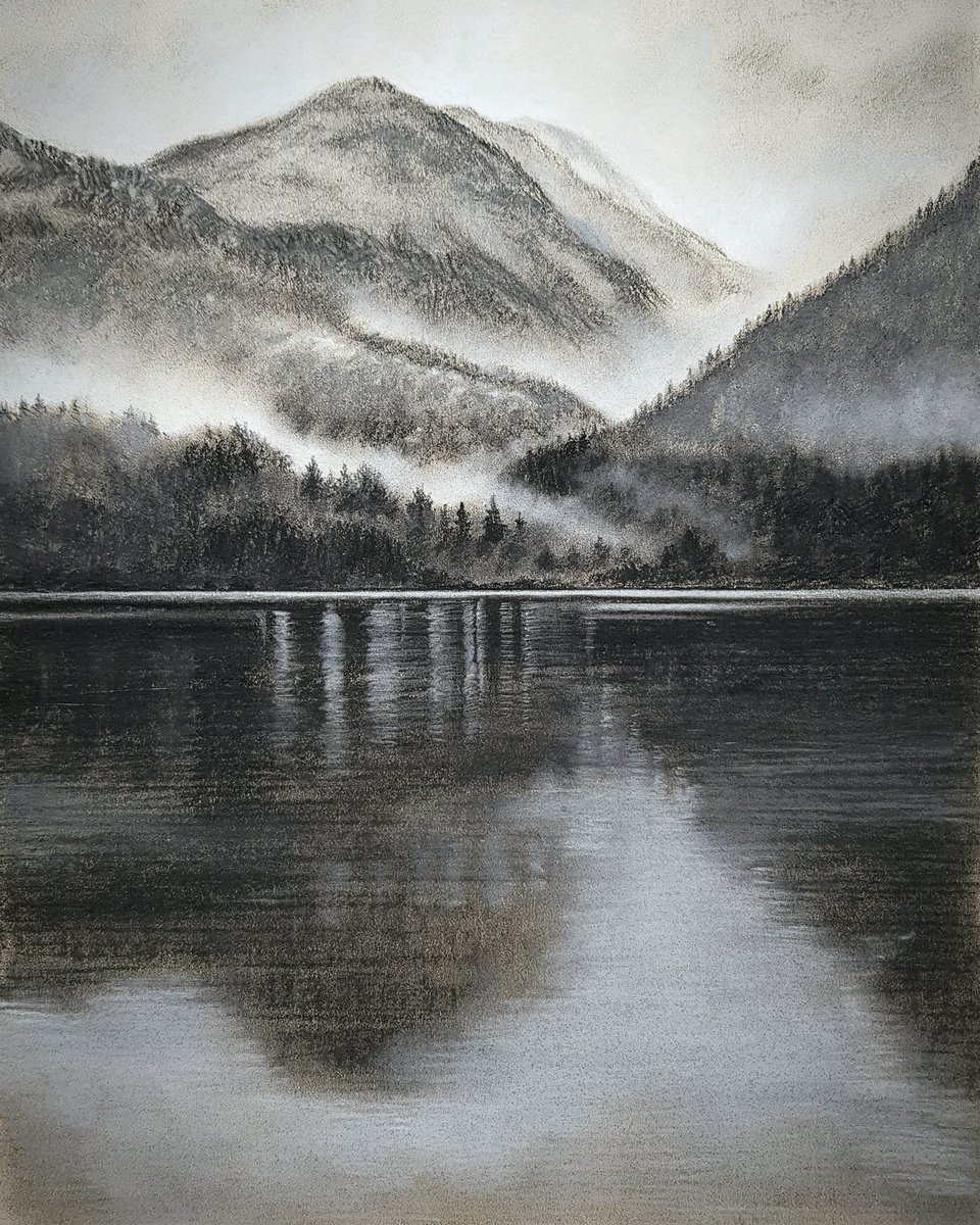 DERWENT WATER 
Charcoal #drawing #LakeDistrict #landscapeCapture #cumbria #thelakes