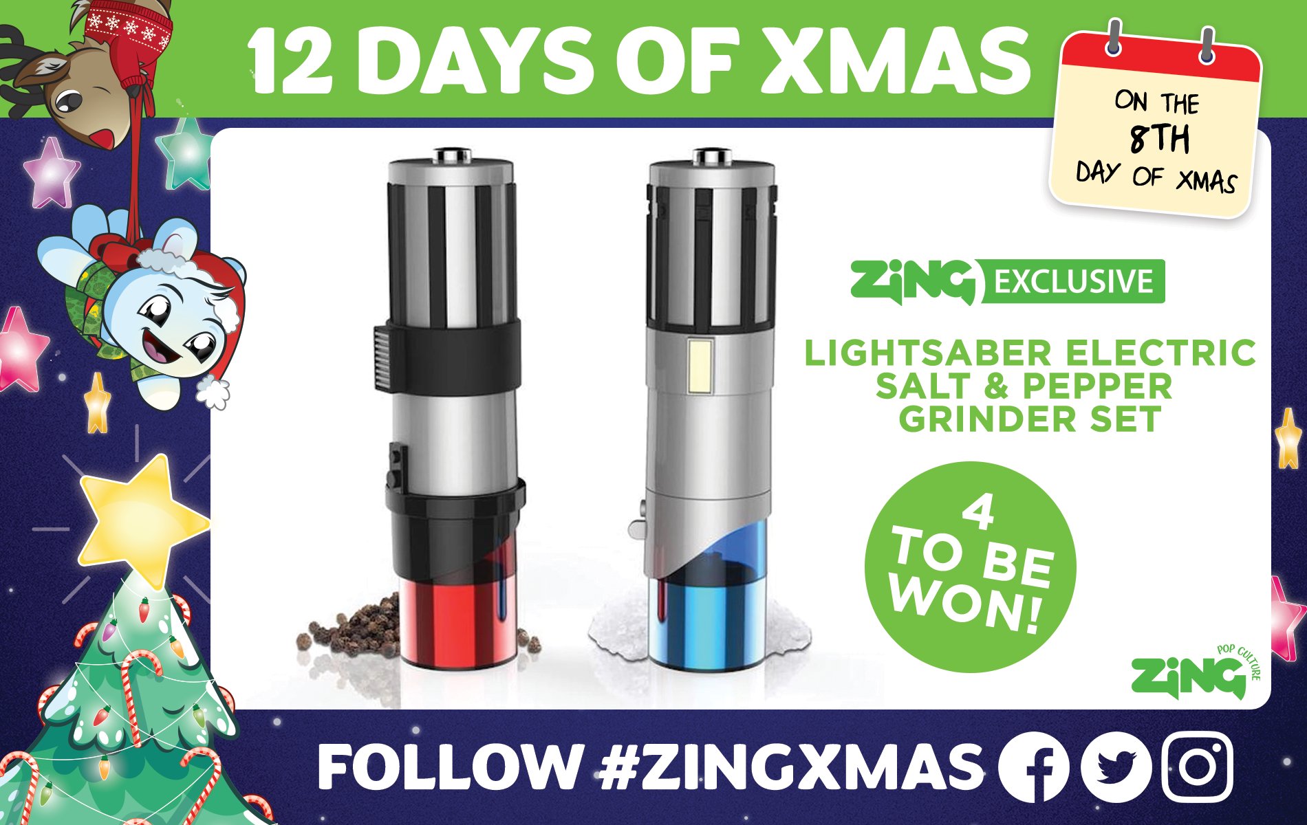 Zing Pop Culture on X: For Day 8 of #Zing Xmas, we've got 4 Star Wars  Lightsaber Electric Salt and Pepper Grinder Sets to give away! For your  chance to WIN, like