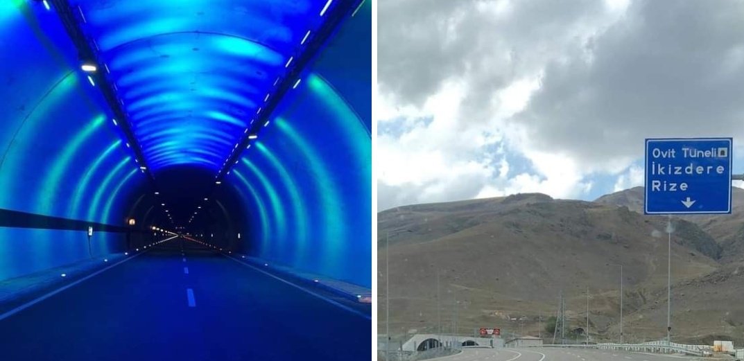 Ovit Tüneli -Rize 14.3 KM uzunluğu ile dünyanın en uzun tünellerinden biri.