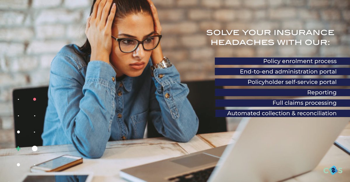 We can solve several insurers’ headaches and make your operations in 2021 easier with our:
• Policy enrolment process
• End-to-end administration portal
• Policyholder self-service portal
• Reporting
• Full claims processing
• Automated collection &amp; reconciliation