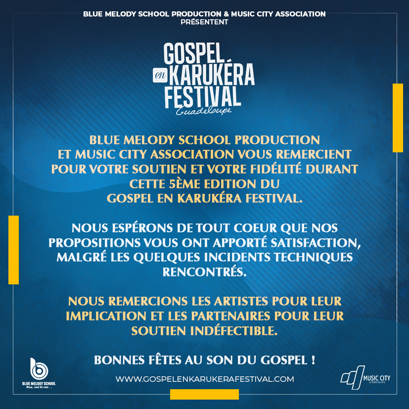 GEKFESTIVAL's tweet photo. GOSPEL EN KARUKERA FESTIVAL - ONLINE EDITION

Juste envie de vous dire ... #Merci
#GospelEnKarukéraFestival #GospelEnKarukéraFestival2020 #GEKF #GEKF2020 #Gospel #GospelMusic #GospelFestival #FestivalGospel #Guadeloupe #ChristianMusic #BlueMelodySchool #BlueMelodySchoolRadio https://t.co/5J3WsE5dU3
