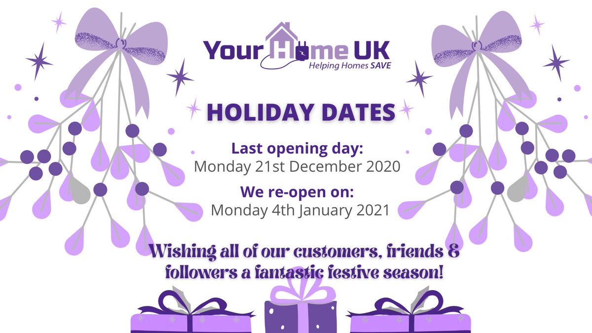 YourHomeUK1's tweet photo. Our Xmas and New Year Holiday Dates 2020 🎅 https://t.co/6Pfy7sjCw9