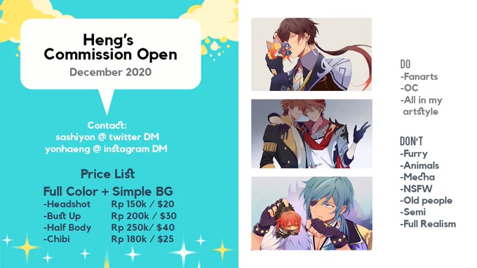 ✨Commissions Open for December 2020✨
[RT are appreciated]
Please DM me for more information
Limited Slots only ?
Thank you ❤
#opencommissions #commissionsopen https://t.co/zlN4qUmyhI 